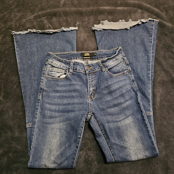 L&B Distressed Blue Flare Jeans - Picture 1 of 4